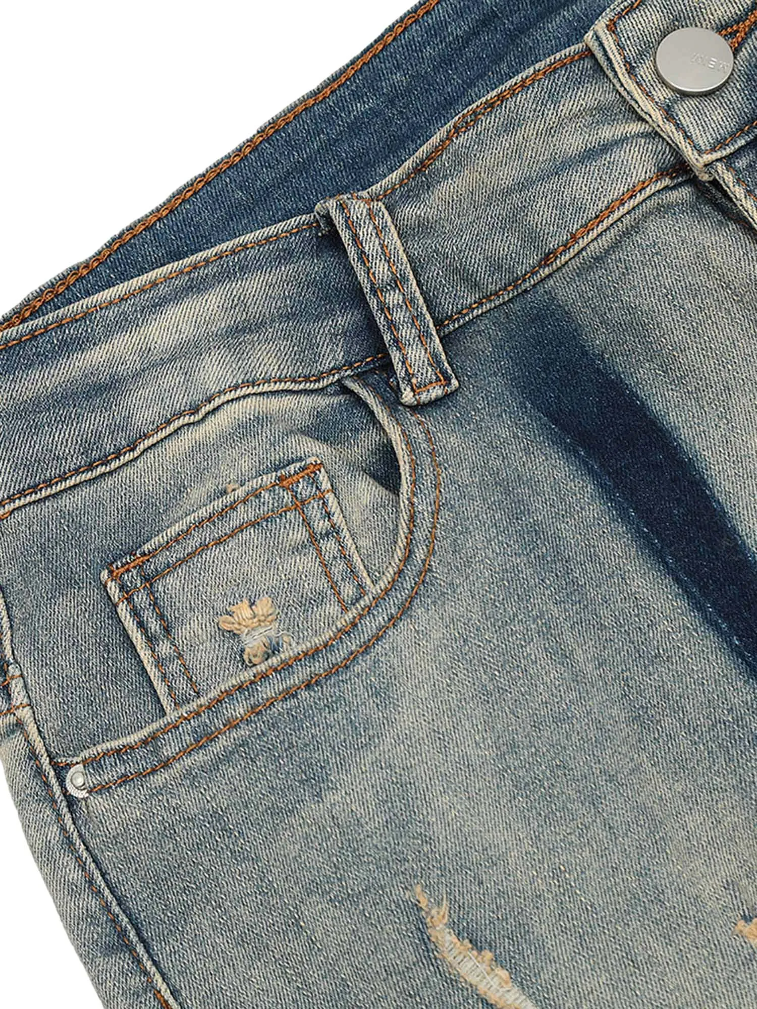 1984 Vintage Washed Split Structure Hip-Hop Jeans