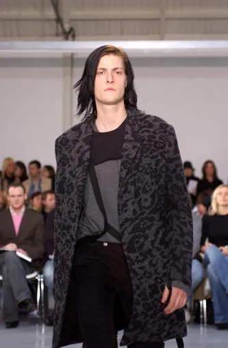 2003 Melted Wool Bouclé Chesterfield Coat with Bondage Cuff Straps