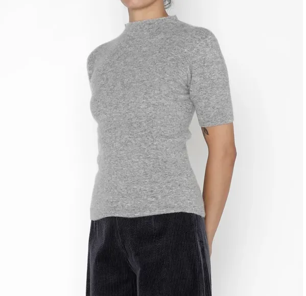 7115 by Szeki Mockneck Fitted Knit Tee