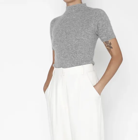 7115 by Szeki Mockneck Fitted Knit Tee