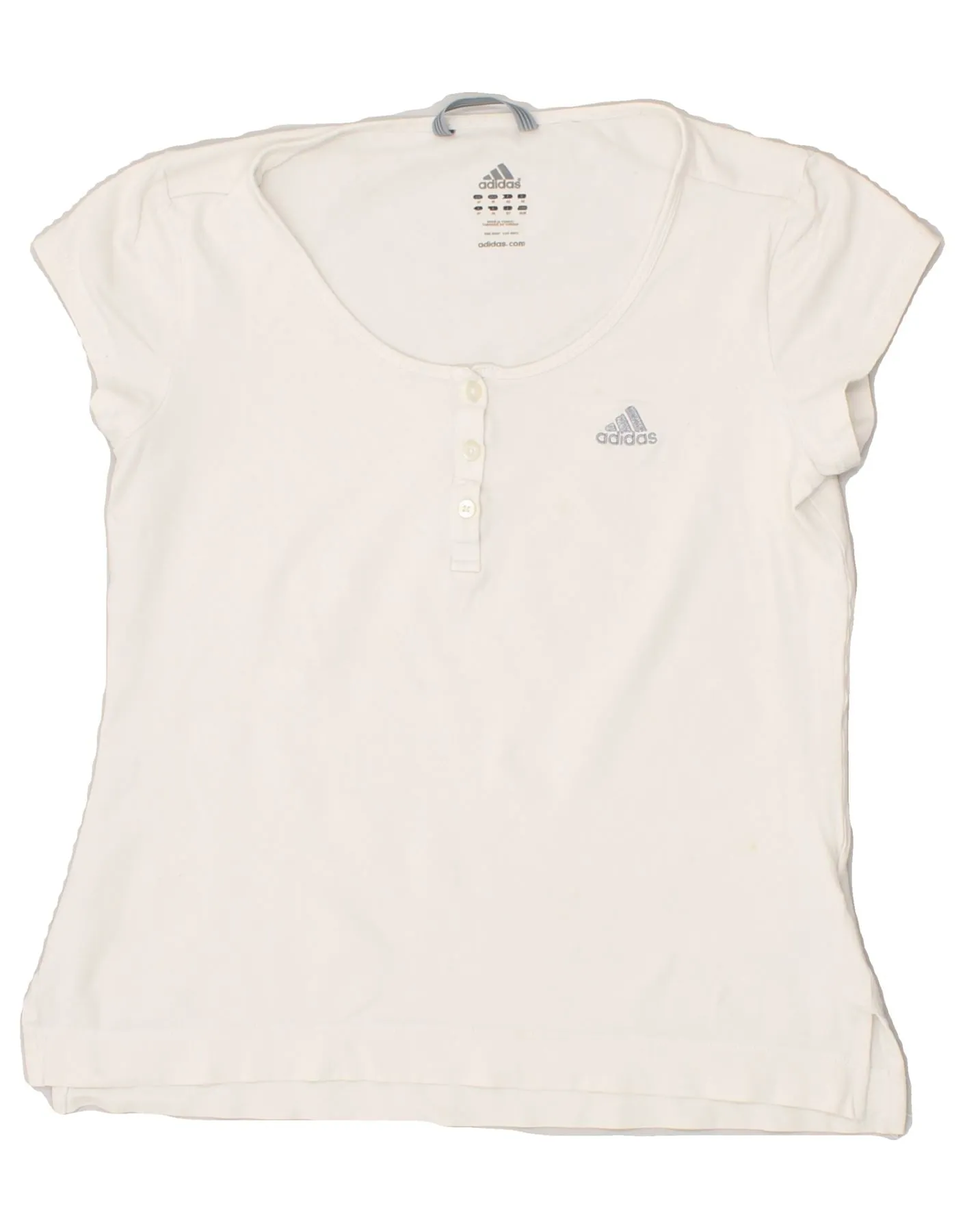 ADIDAS Womens T-Shirt Top UK 14 Medium White Cotton