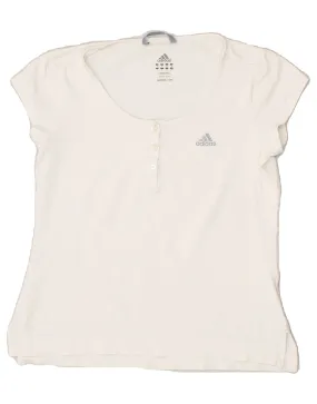 ADIDAS Womens T-Shirt Top UK 14 Medium White Cotton