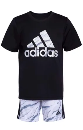 (AG6362C) Tiger Camo T-Shirt and Shorts Set - Black
