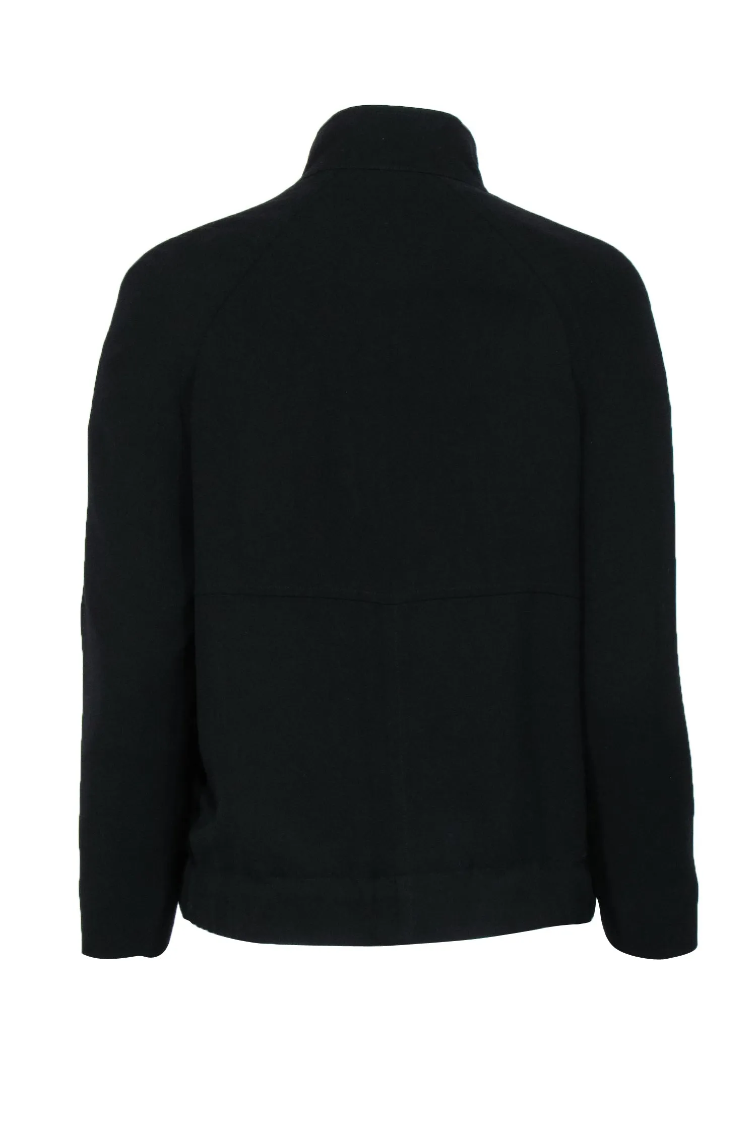 All Saints - Black Zip-Up Drawtsring Jacket w/ Quilted Trim Sz S