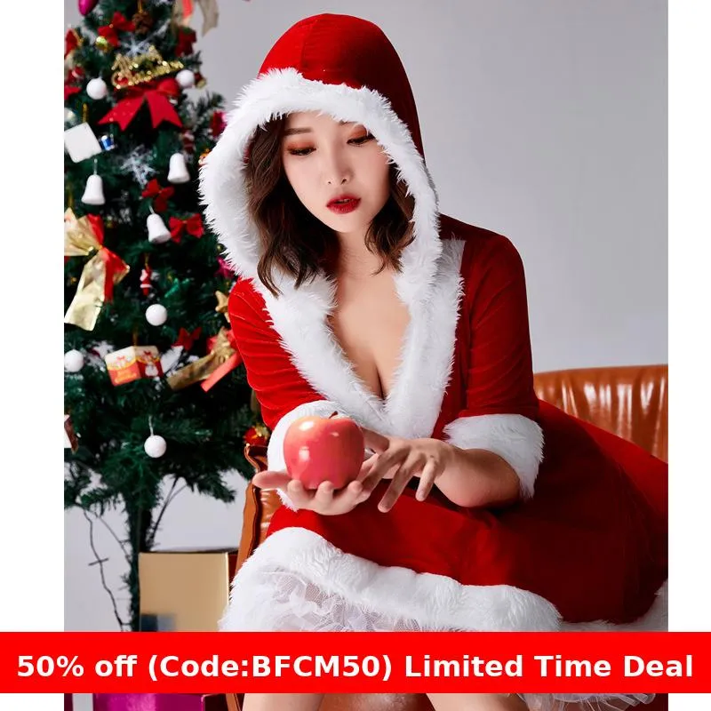 Amozae christmas outfit men Christmas Cosplay Santa Claus Costume Christmas Theme Party Red Jumpsuit Tutu Skirt