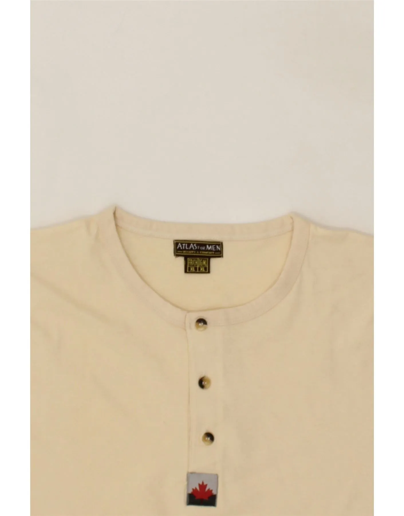 ATLAS FOR MEN Mens T-Shirt Top XL Beige Cotton
