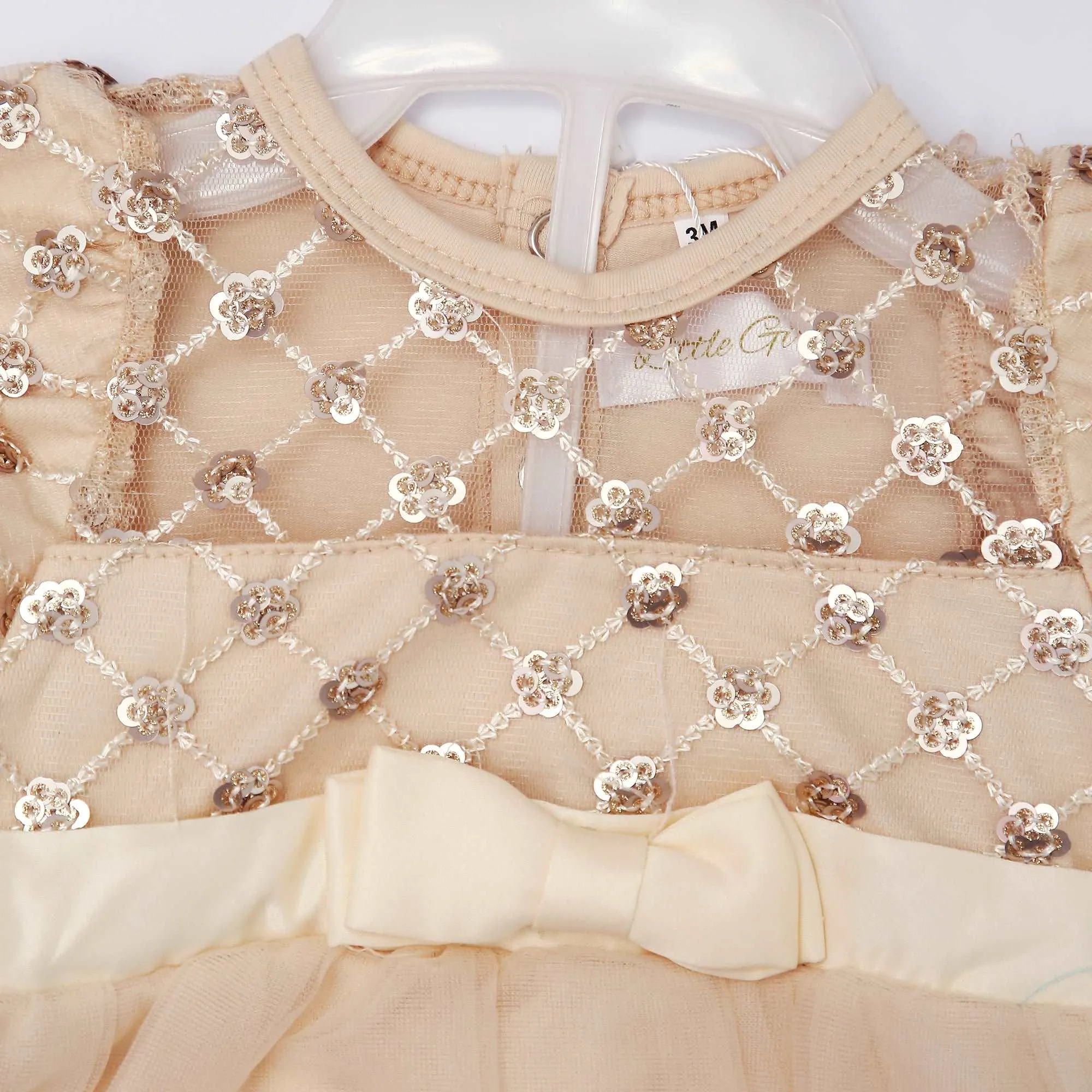 BABY GIRLS DRESS CHEST SQNCE BOW
