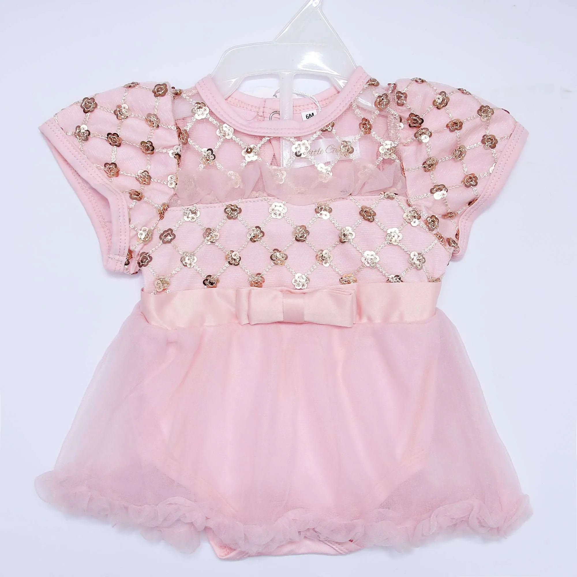 BABY GIRLS DRESS CHEST SQNCE BOW