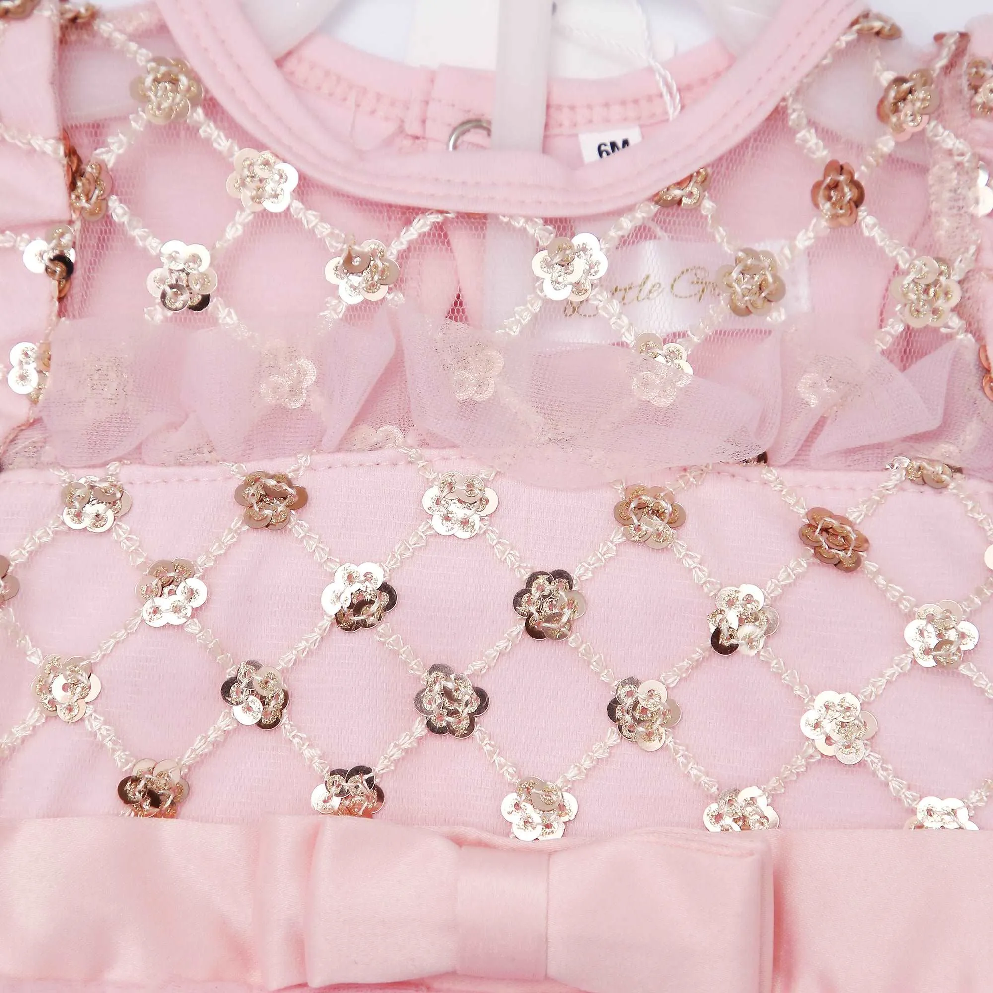 BABY GIRLS DRESS CHEST SQNCE BOW