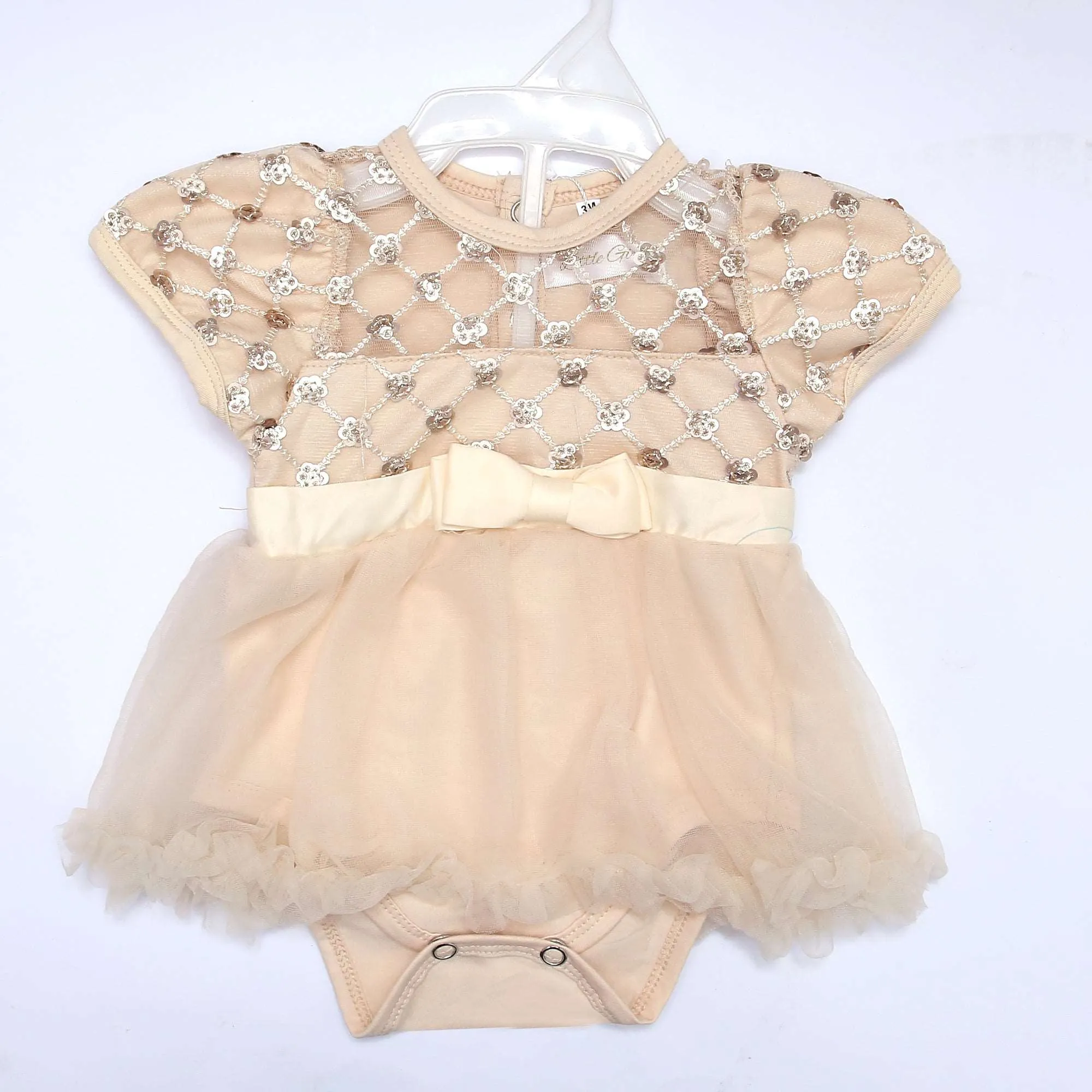 BABY GIRLS DRESS CHEST SQNCE BOW