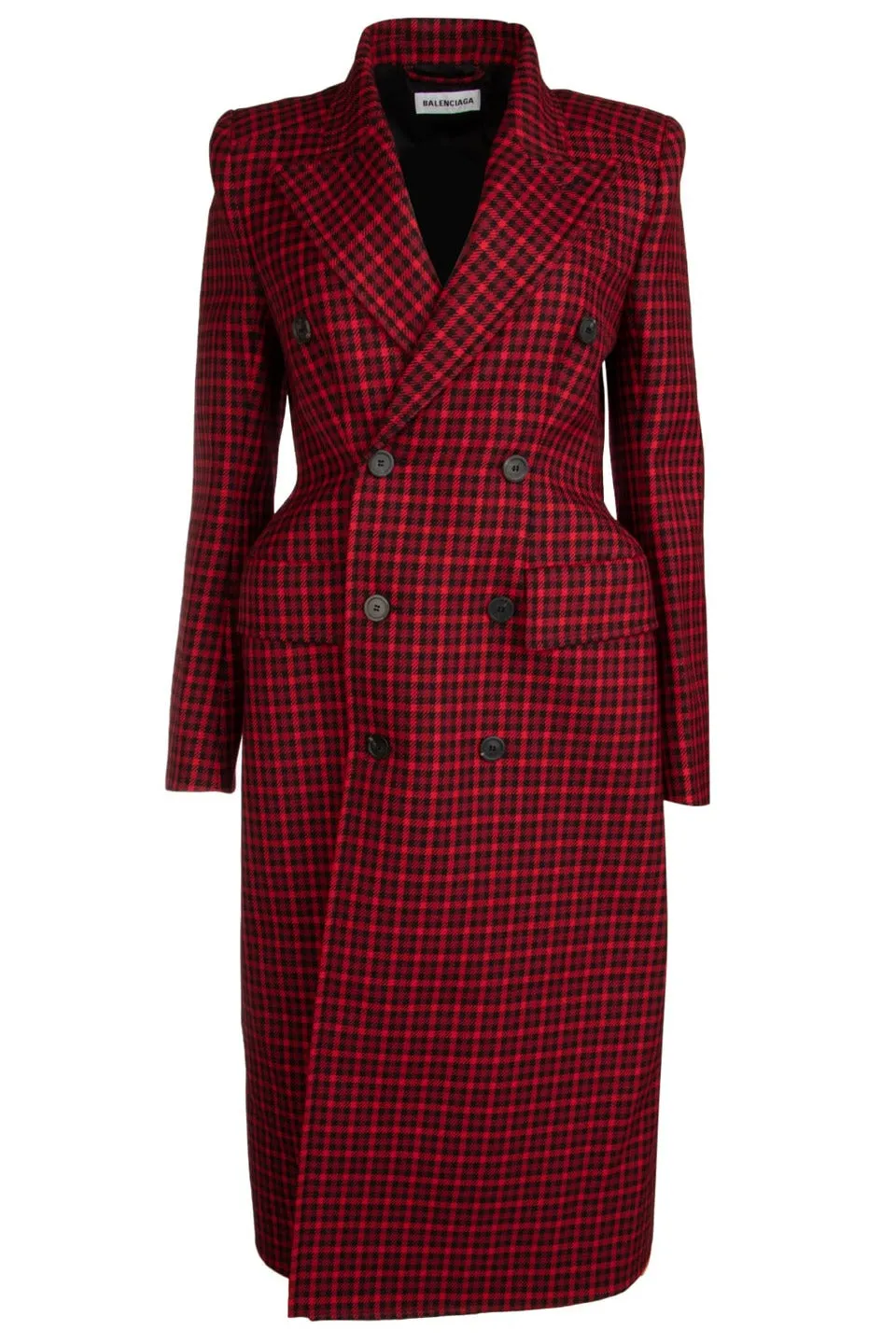 Balenciaga Hourglass Plaid Double-Breasted Coat