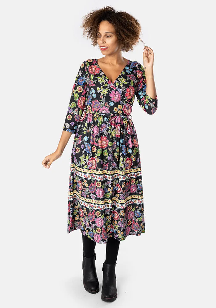 Beatrix Folk Floral Print Midi Dress