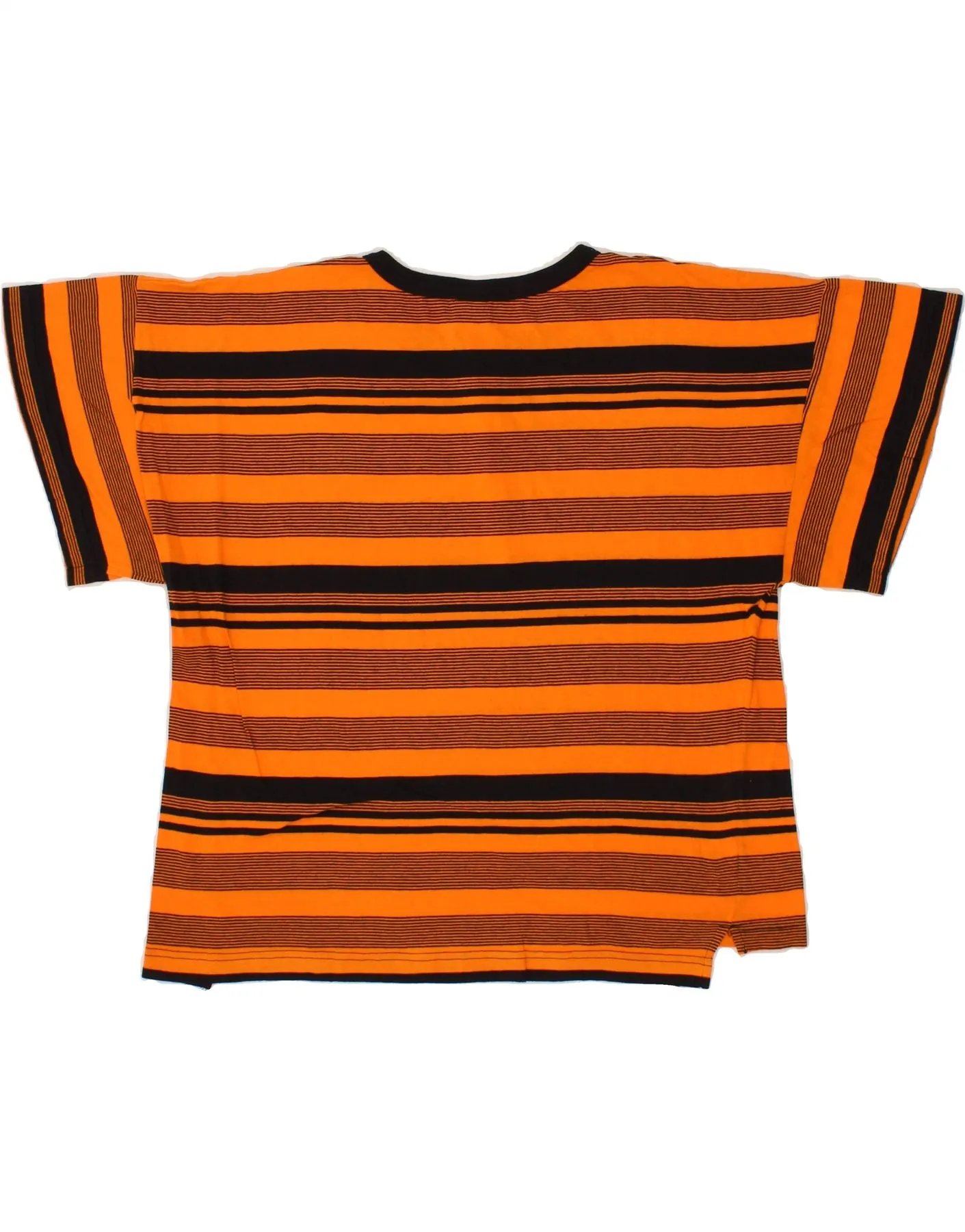 BENETTON Womens Oversized T-Shirt Top UK 14 Medium Orange Striped Cotton