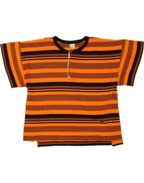 BENETTON Womens Oversized T-Shirt Top UK 14 Medium Orange Striped Cotton
