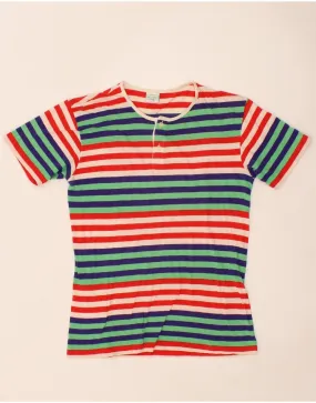 BENETTON Womens T-Shirt Top UK 6 XS Multicoloured Striped Cotton