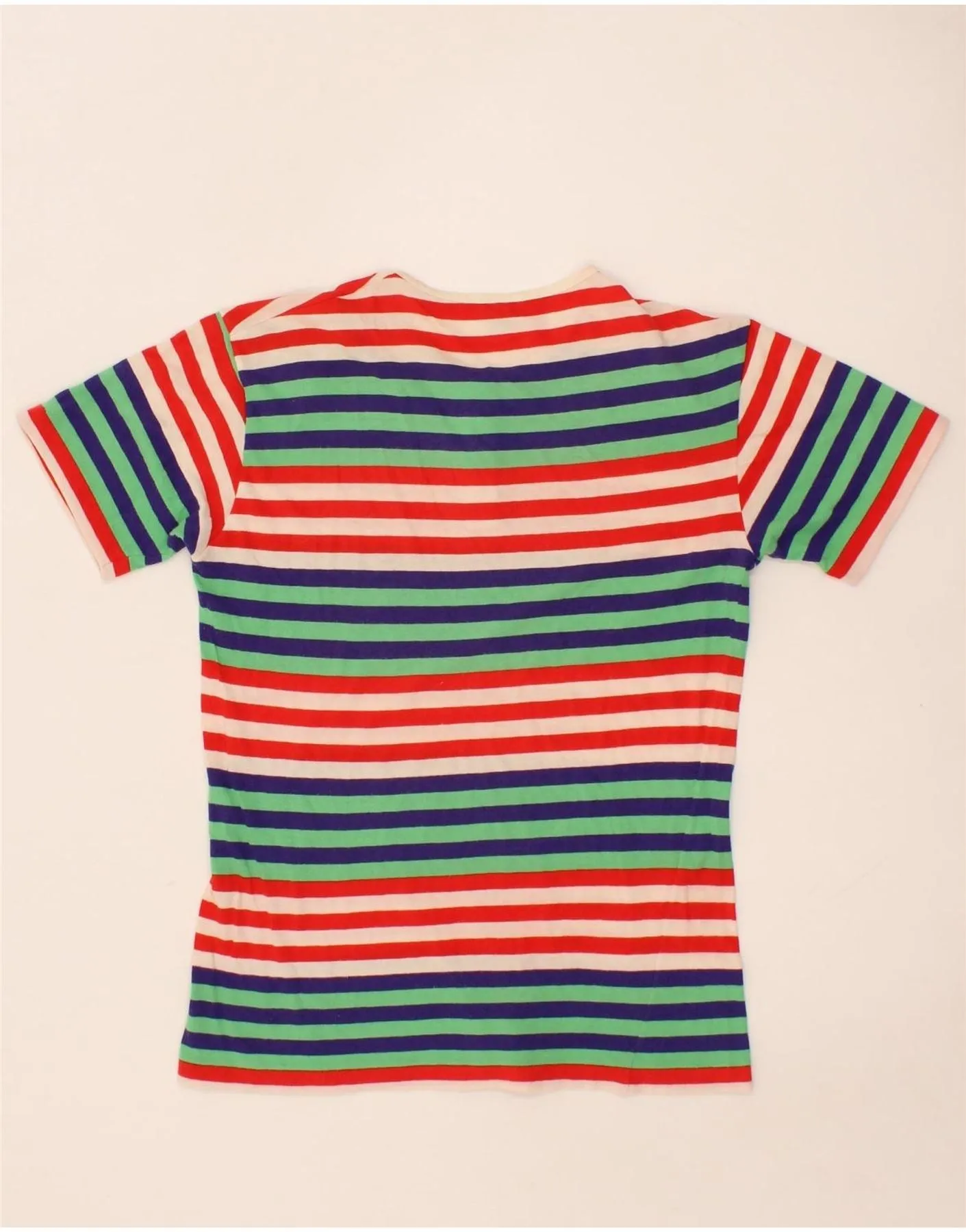 BENETTON Womens T-Shirt Top UK 6 XS Multicoloured Striped Cotton