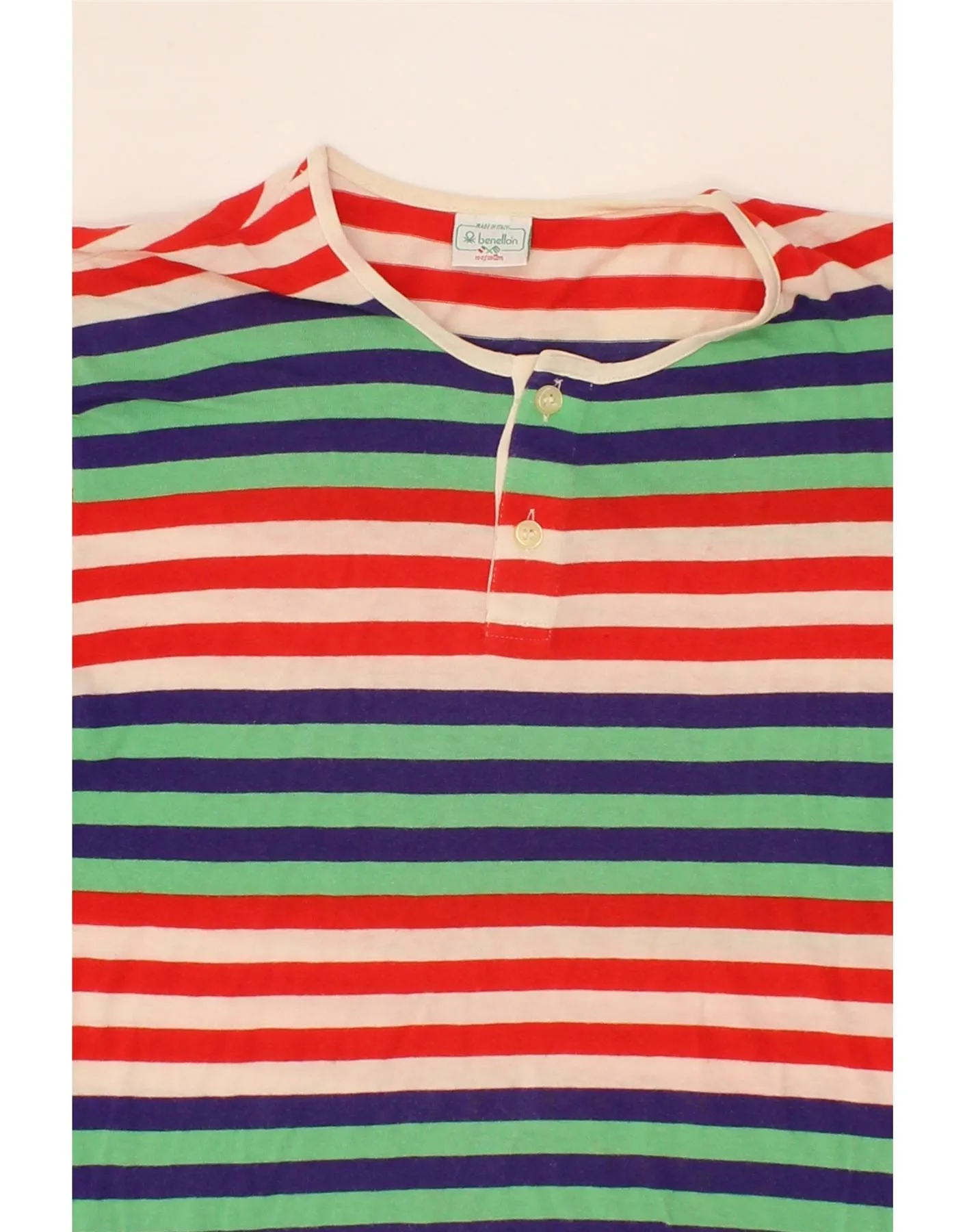 BENETTON Womens T-Shirt Top UK 6 XS Multicoloured Striped Cotton