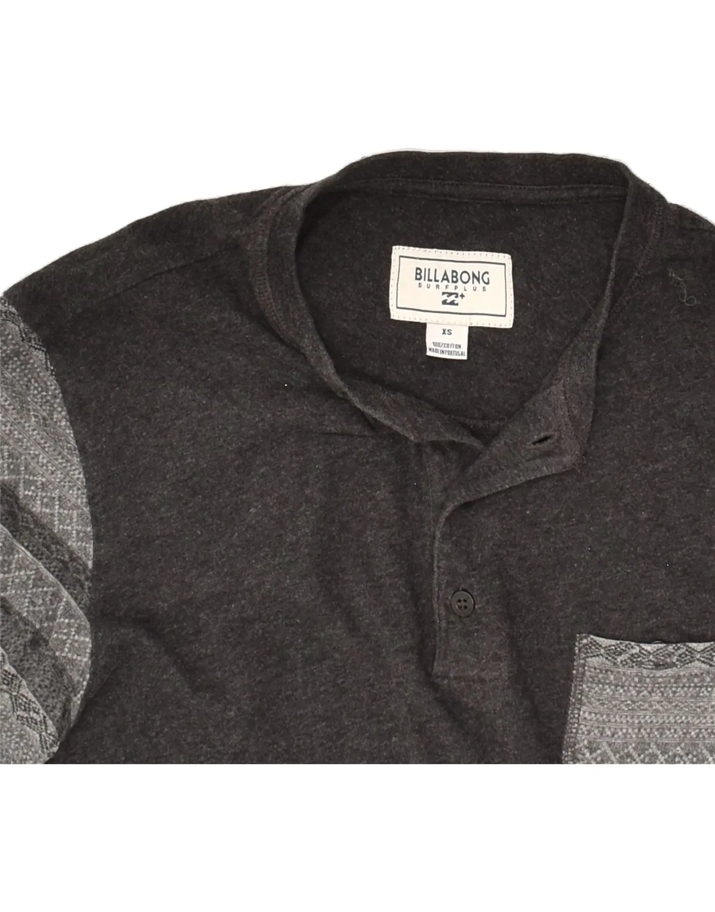 BILLABONG Mens Top Long Sleeve XS Grey Colourblock Cotton