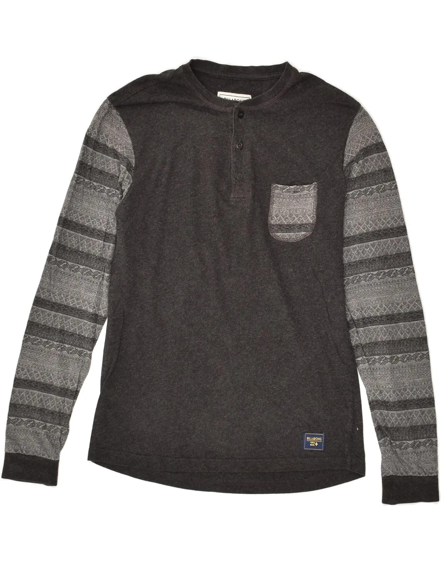 BILLABONG Mens Top Long Sleeve XS Grey Colourblock Cotton