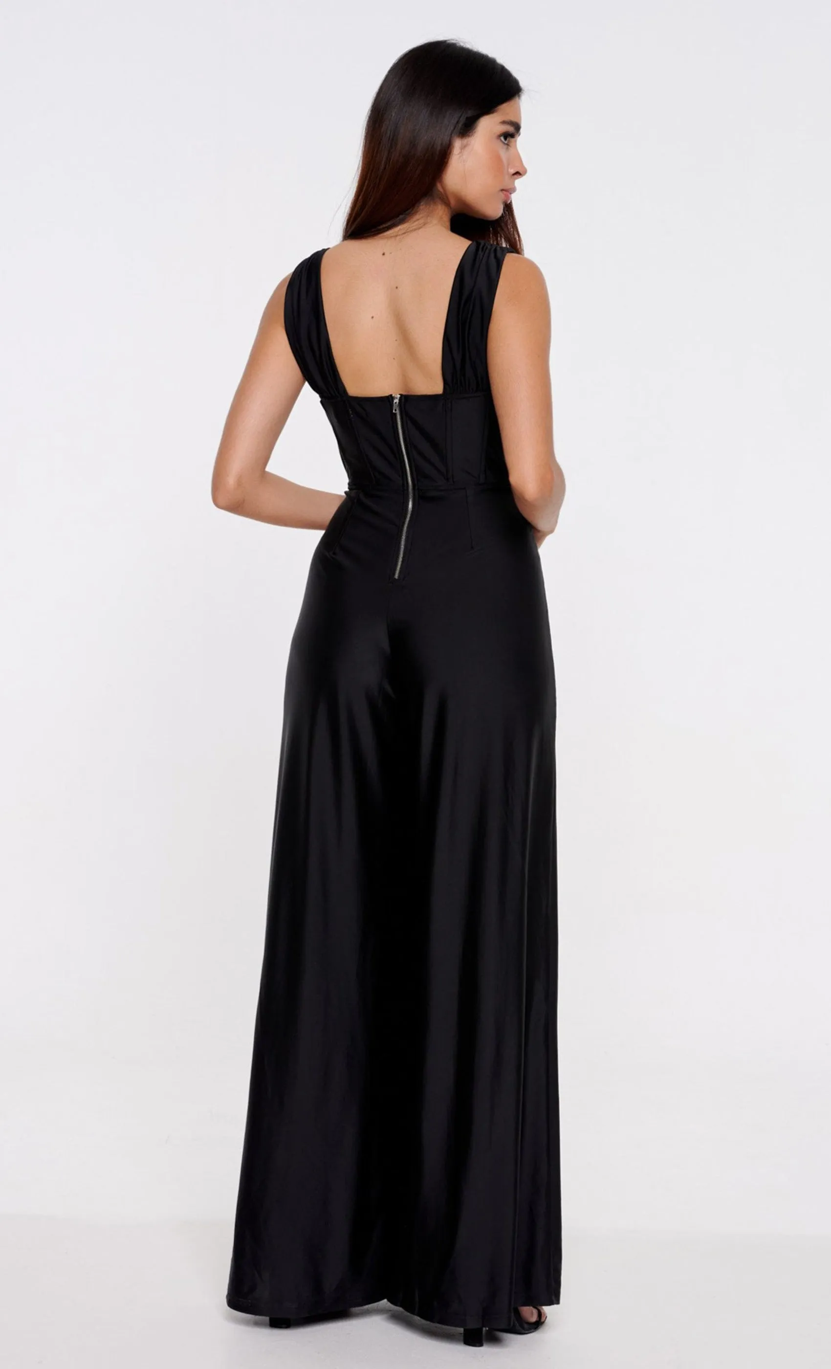 Black Corset Waist Jumpsuit