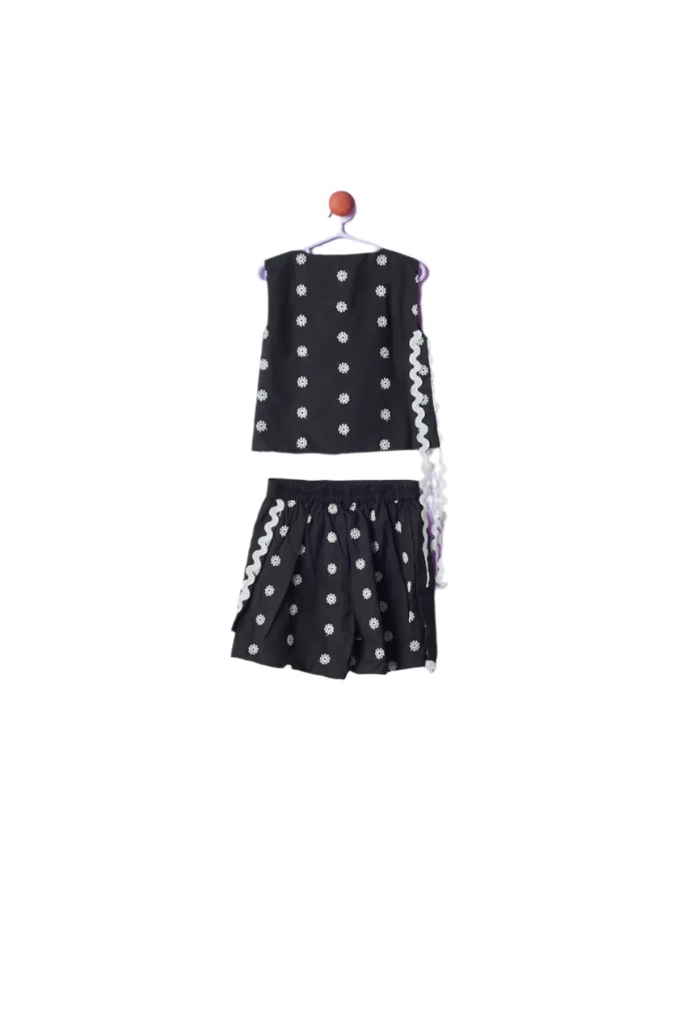 Black Cotton Embroidered Blazer Skirt Co-ord Set