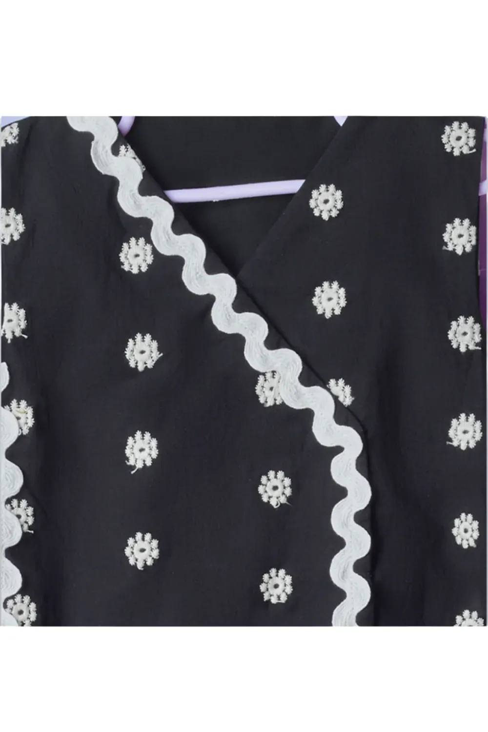 Black Cotton Embroidered Blazer Skirt Co-ord Set
