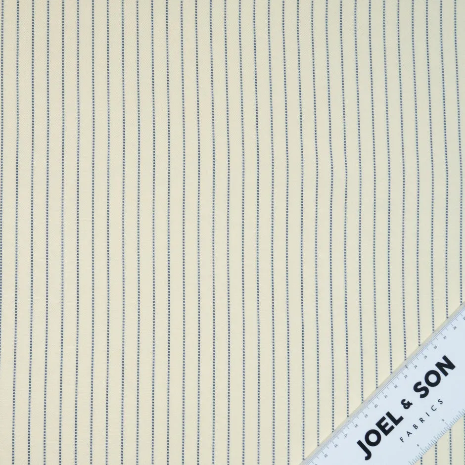 Blue Striped Cream Stretch Wool