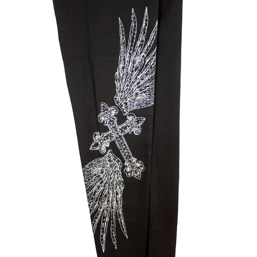 BOL Women's Rhinestone Wings and Cross Leggings
