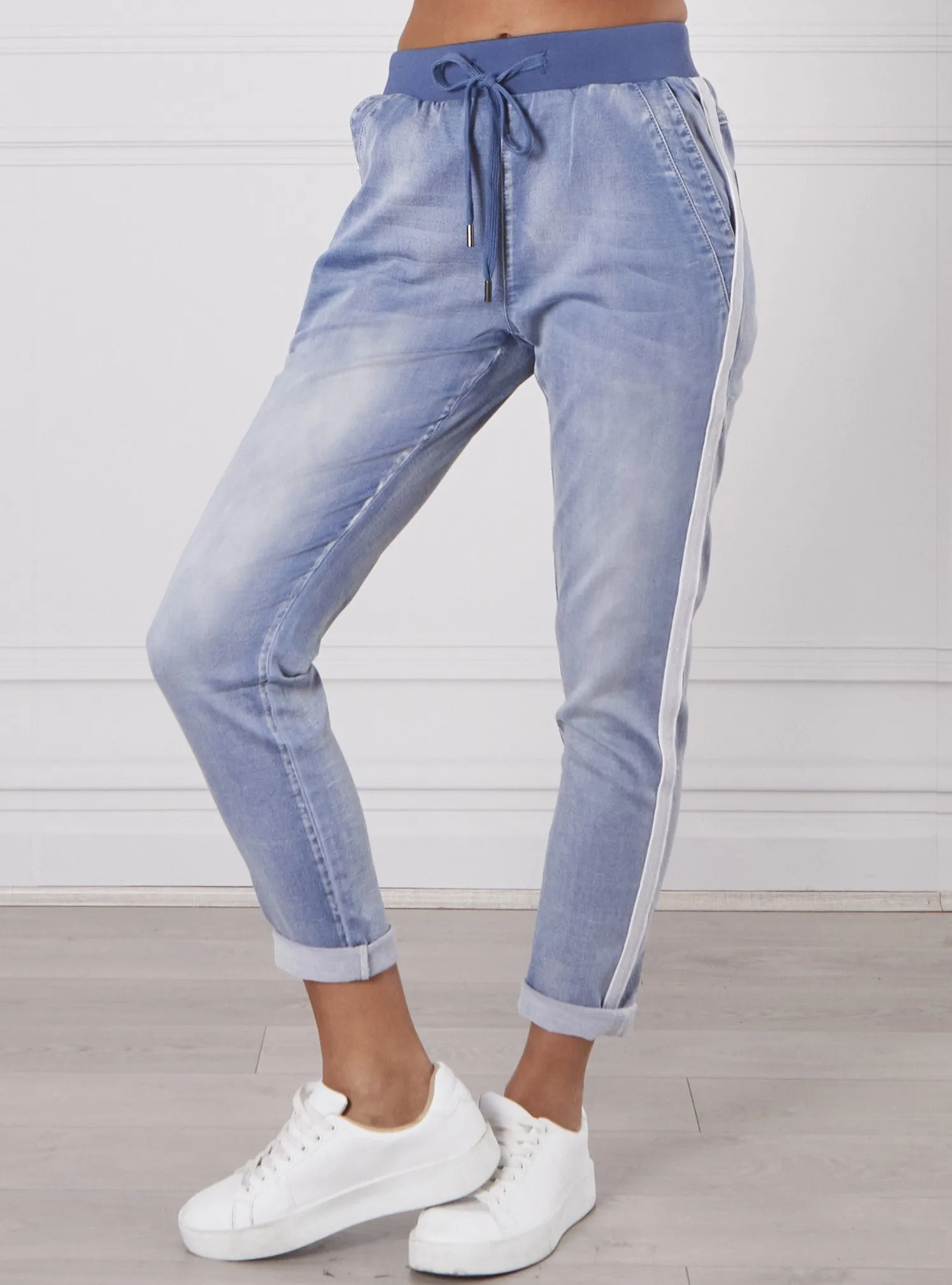 Boston Denim Joggers - Light Blue