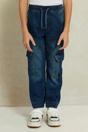 Boys Blue Denim Cargo Jogger