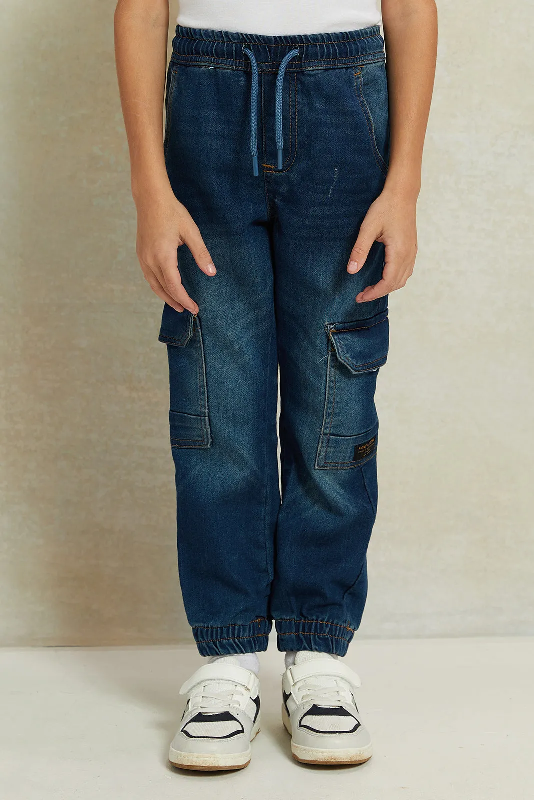 Boys Blue Denim Cargo Jogger