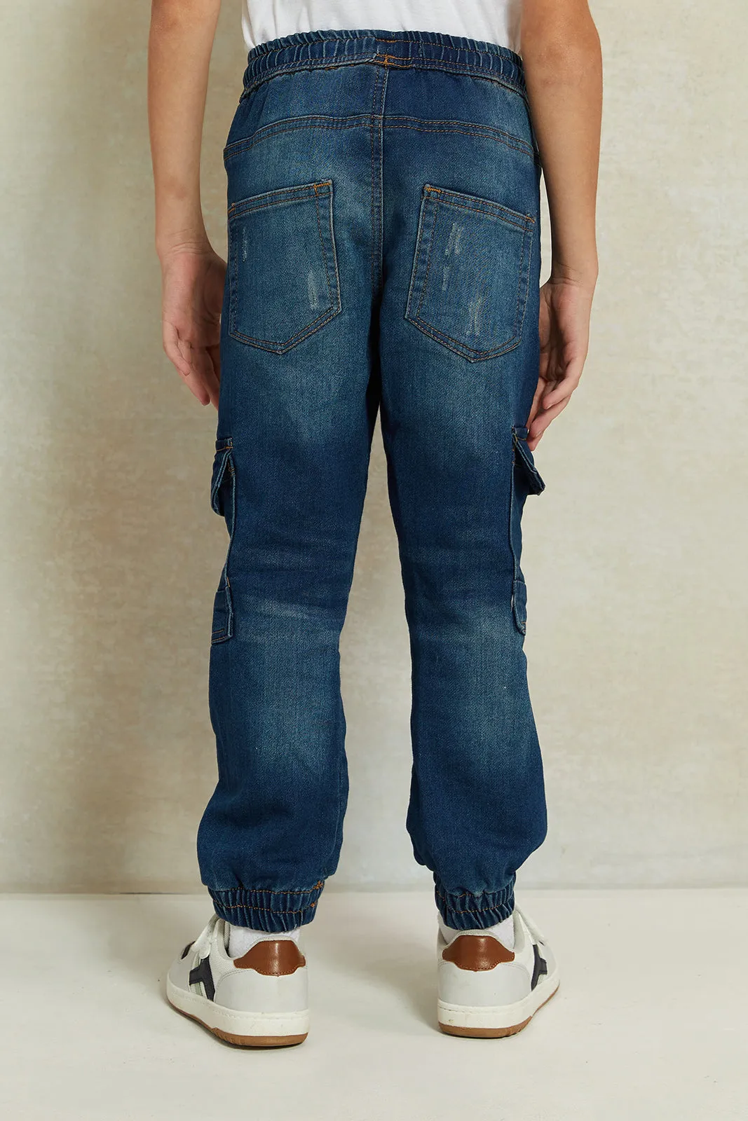 Boys Blue Denim Cargo Jogger