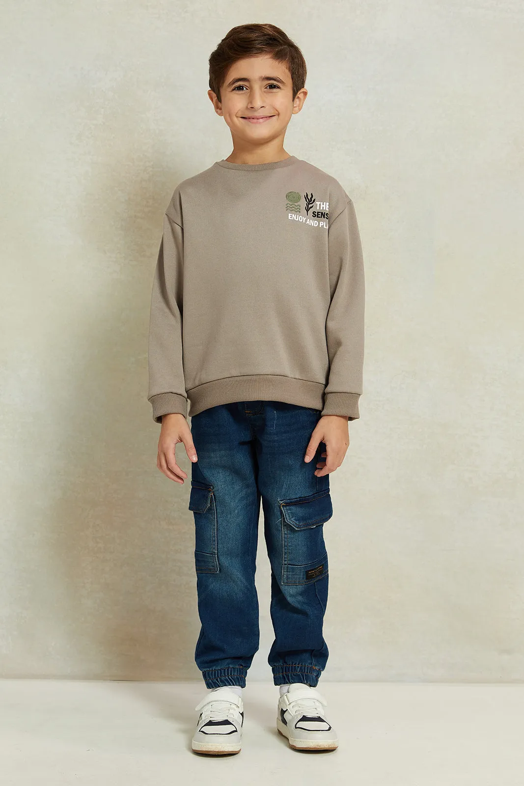 Boys Blue Denim Cargo Jogger
