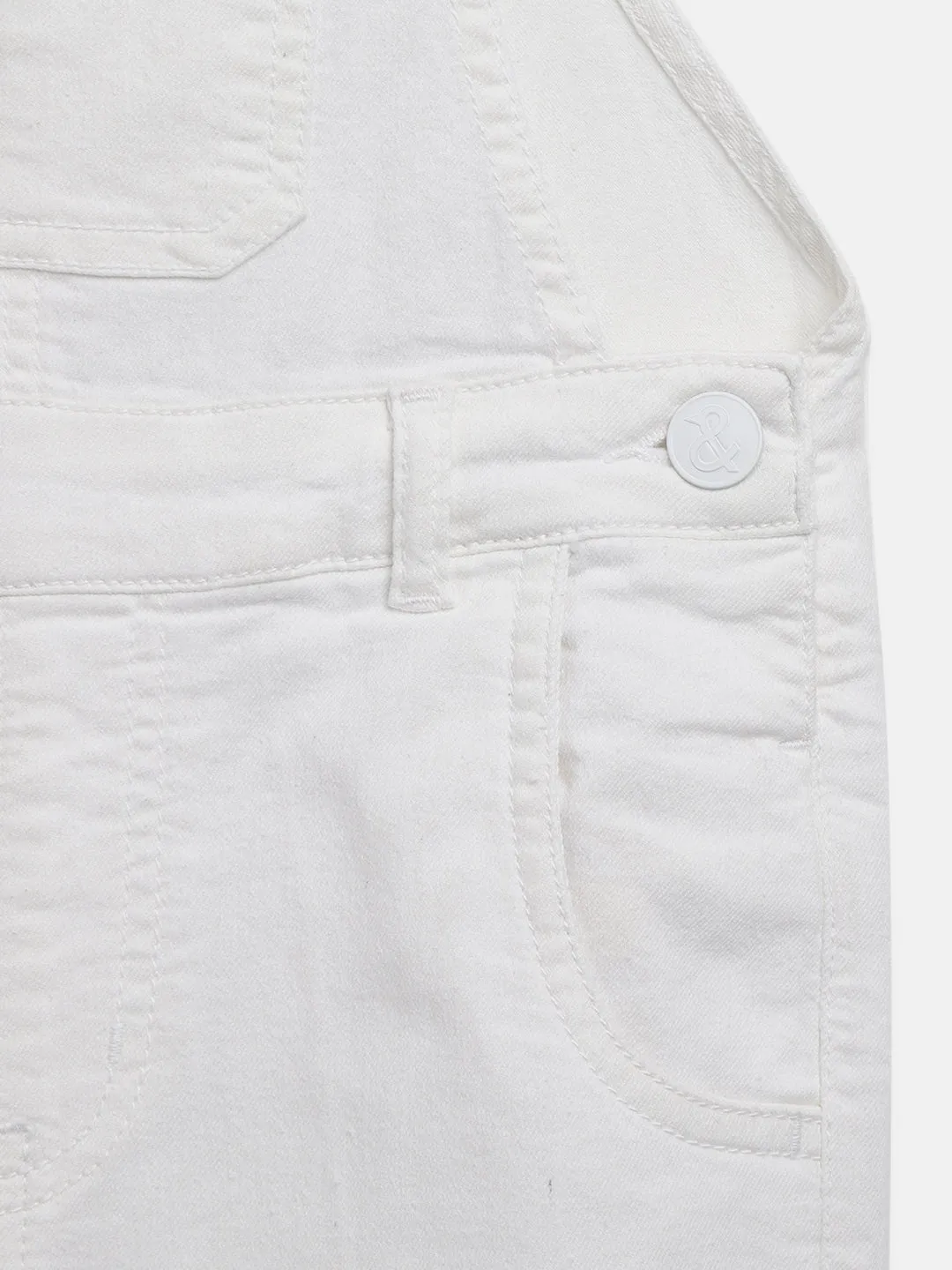 Boys Ultra White Regular Fit Lycra Solid Dungaree