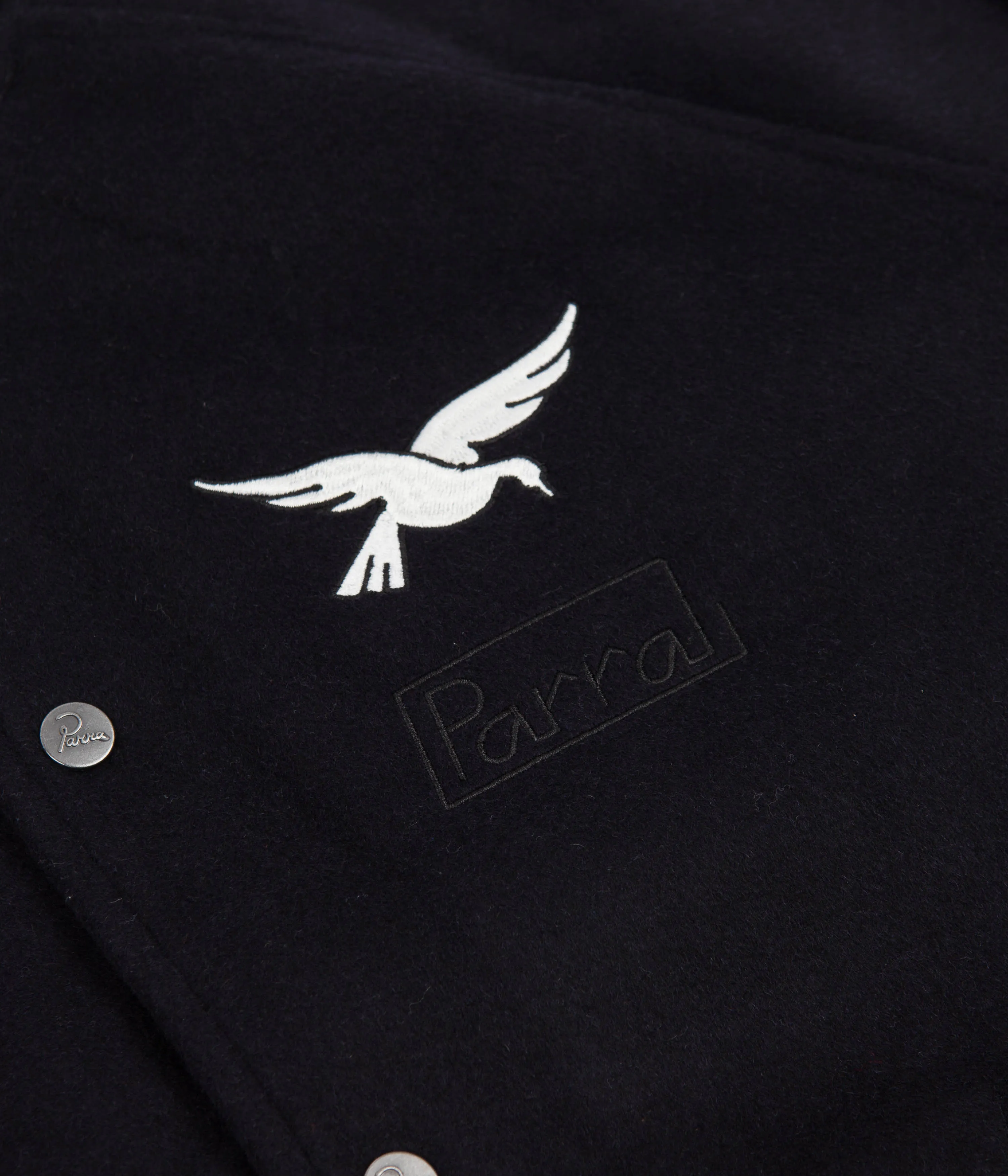 by Parra Sad Pencil Wool Varsity Jacket - Navy Blue