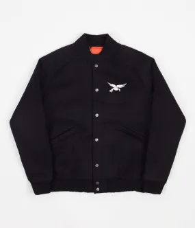 by Parra Sad Pencil Wool Varsity Jacket - Navy Blue