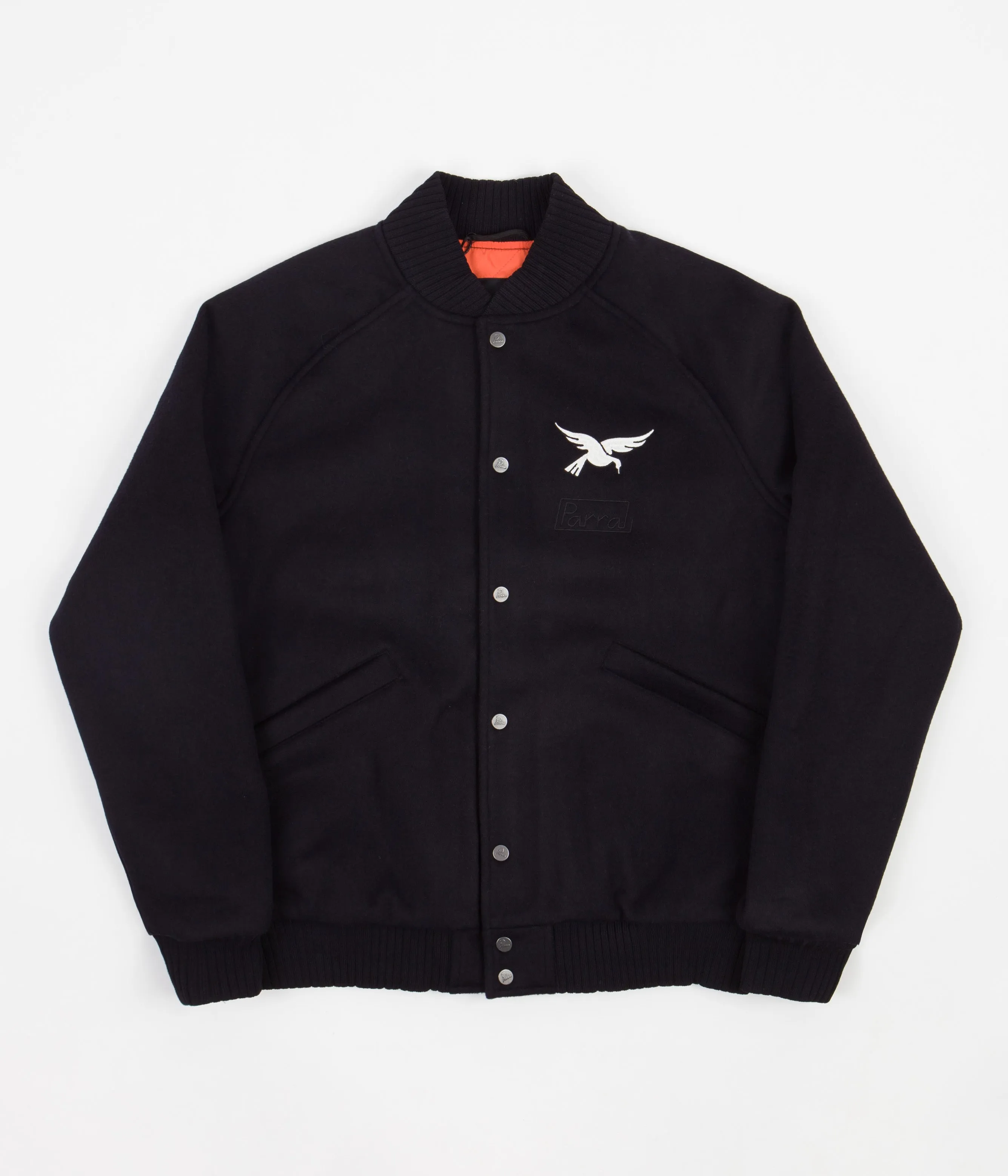 by Parra Sad Pencil Wool Varsity Jacket - Navy Blue