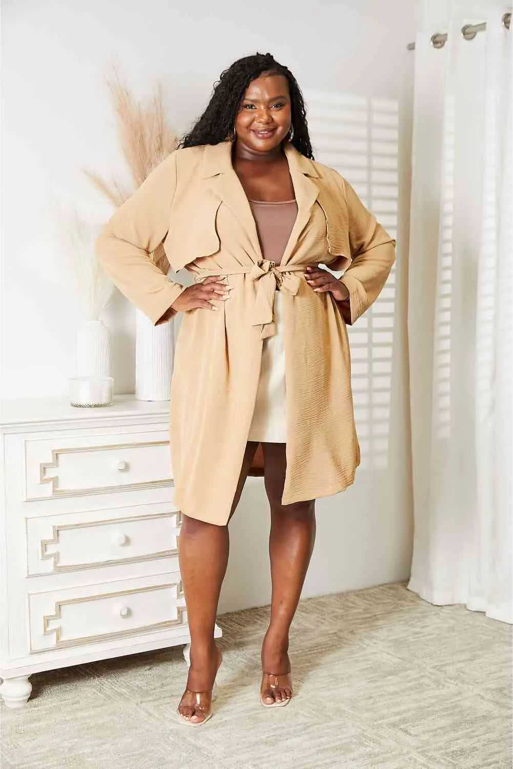 Cade Full Size Tied Trench Coat with Pockets
