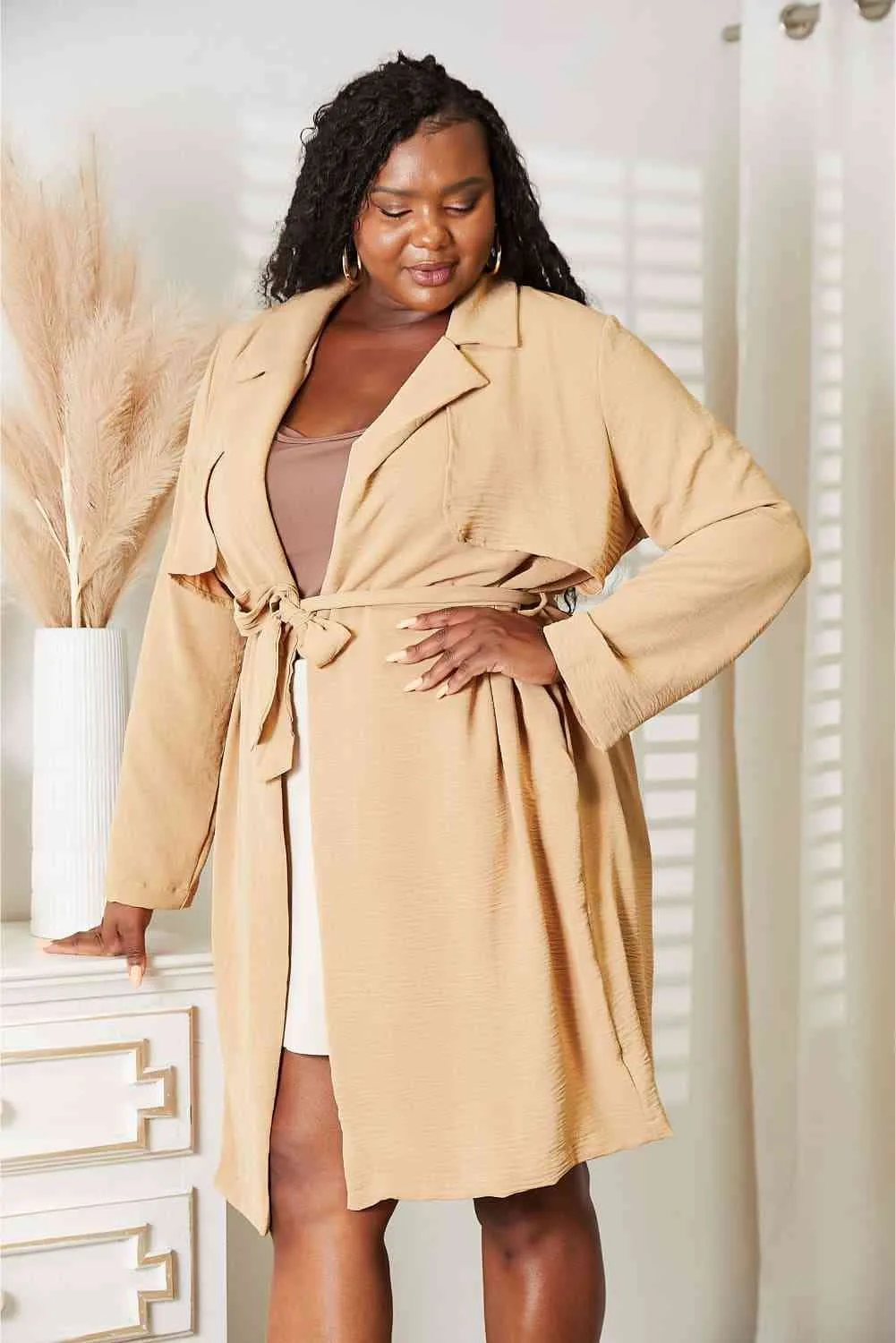 Cade Full Size Tied Trench Coat with Pockets