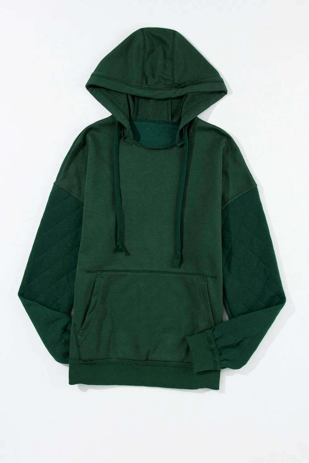 Chestnut Quilted Exposed Seam Kangaroo Pocket Hoodie
