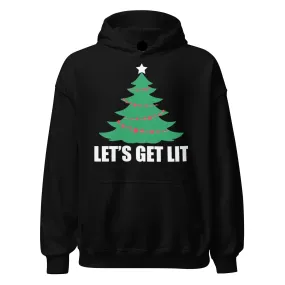 Christmas Tree Hoodie Let's Get Lit  Blended Cotton Midweight Unisex Soft Pullover