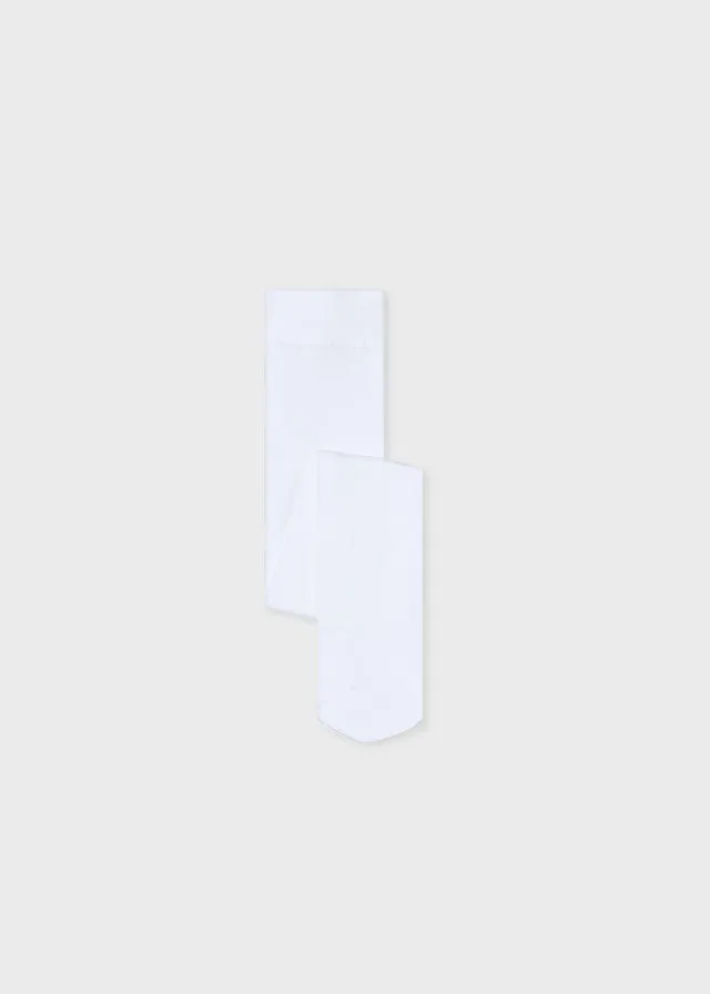 Cotton Blend Tights, White, Toddler/Big Kid
