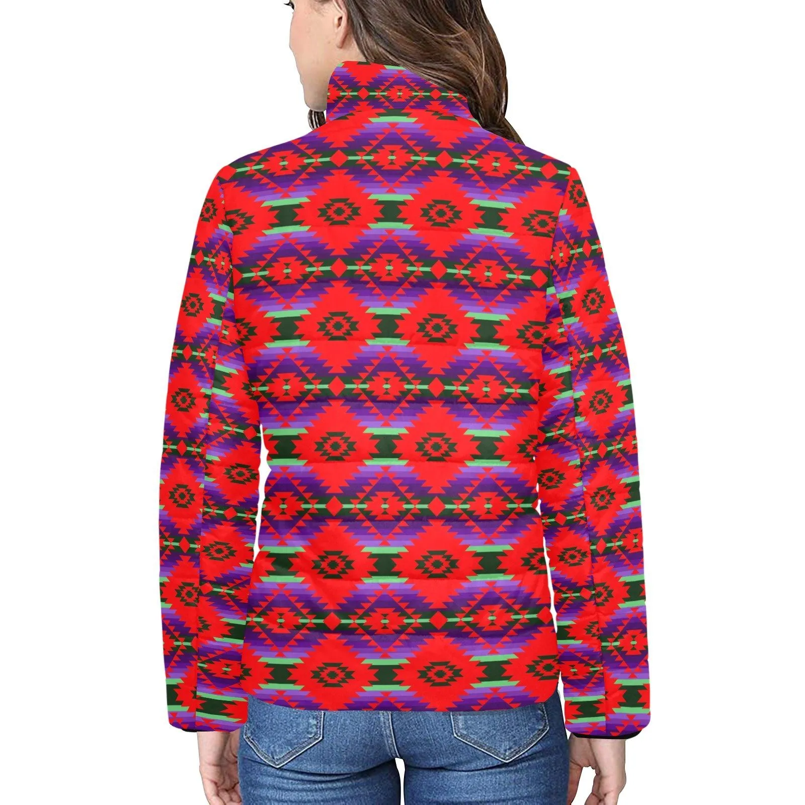 Cree Confederacy Chicken Dance Women's Stand Collar Padded Jacket