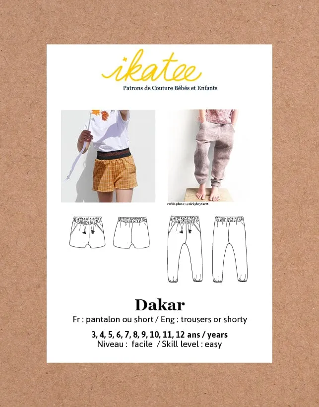 Dakar Trousers & Shorts Sewing Pattern (3y - 12y), Ikatee
