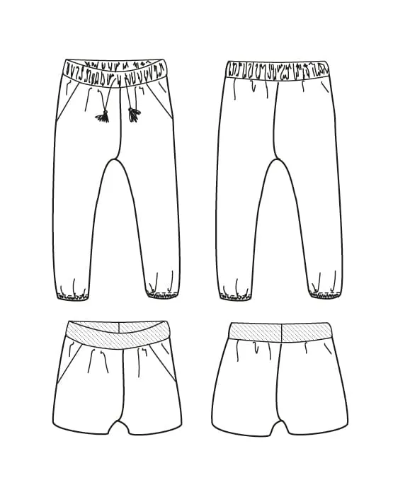 Dakar Trousers & Shorts Sewing Pattern (3y - 12y), Ikatee