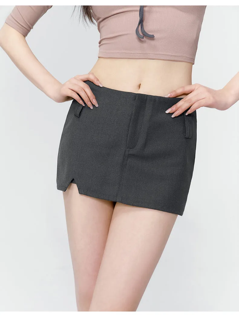 (Final Sale）Black & Grey Low-rise Blazer Mini Skirt
