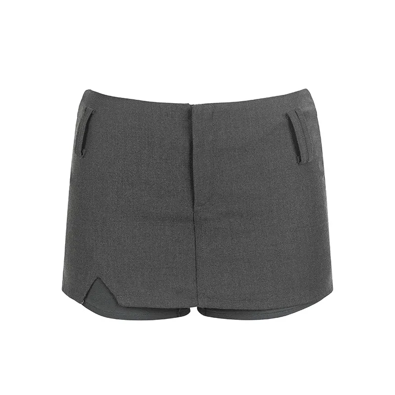 (Final Sale）Black & Grey Low-rise Blazer Mini Skirt