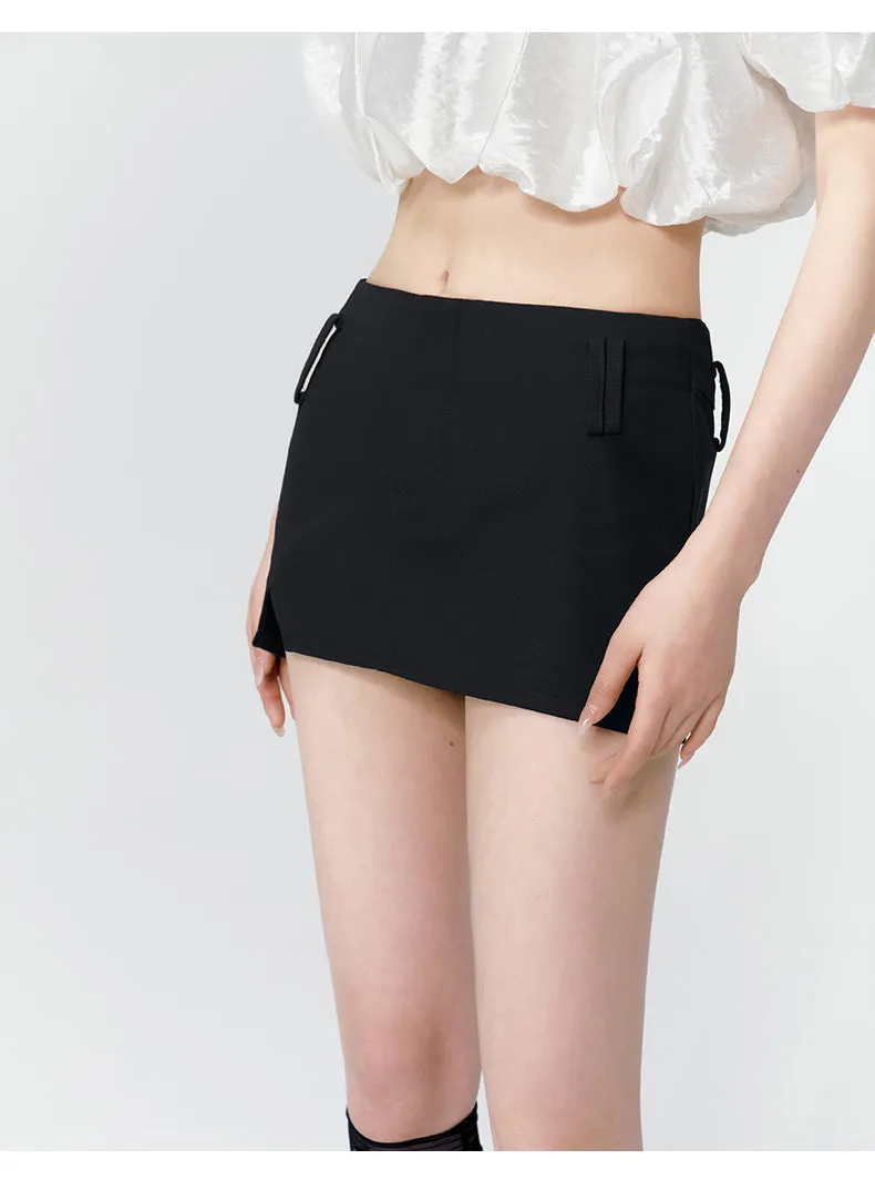 (Final Sale）Black & Grey Low-rise Blazer Mini Skirt