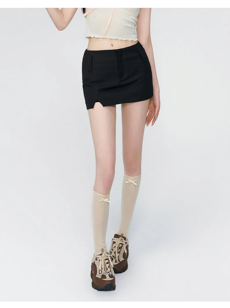 (Final Sale）Black & Grey Low-rise Blazer Mini Skirt