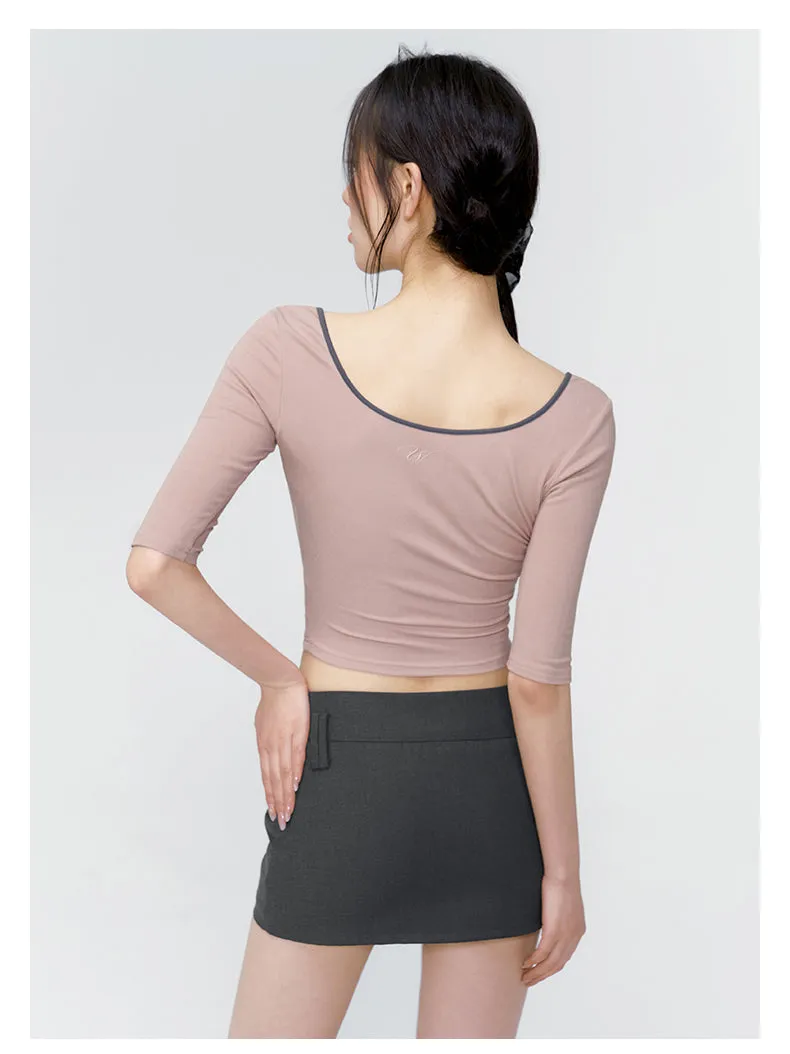 (Final Sale）Black & Grey Low-rise Blazer Mini Skirt